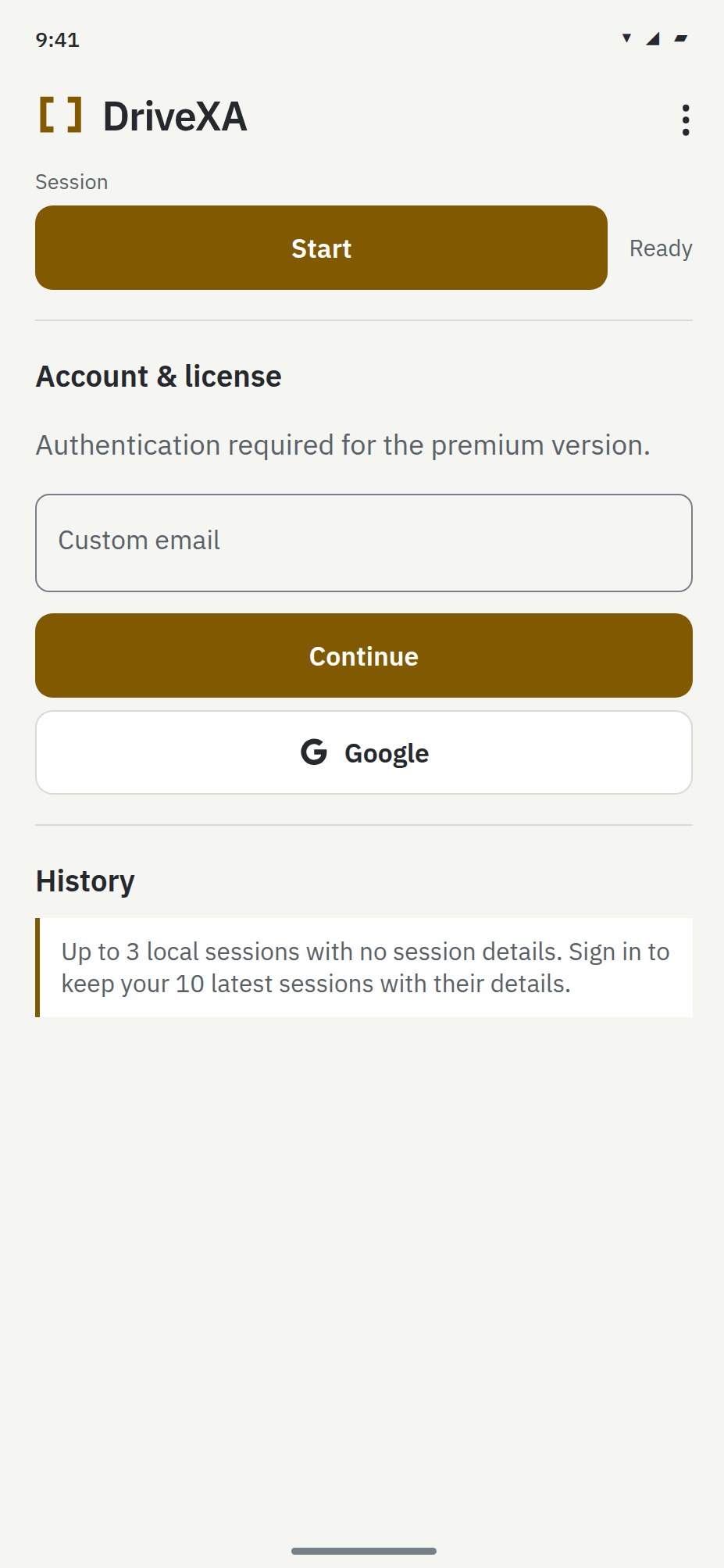 DriveXA login screen